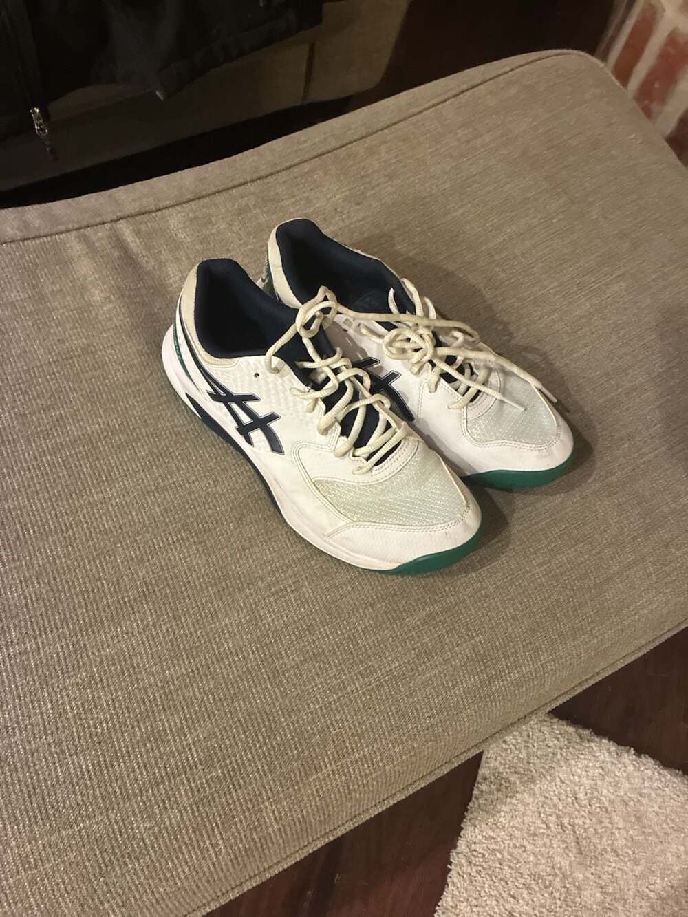 ASICS Gel-Dedicate 8 Wide Size 10.5 White Green Tennis Shoes